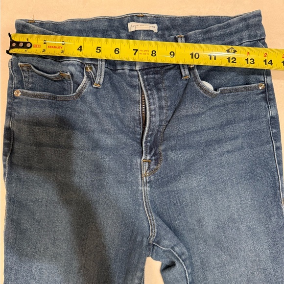 Good American Good Waist Crop Raw Hem Jeans Blue, Size 14/32, Dark Wash - Picture 4 of 11